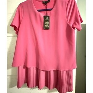 DG2 by Diane Gilman Size S women's pink tunic w/pleated underlayer NWT